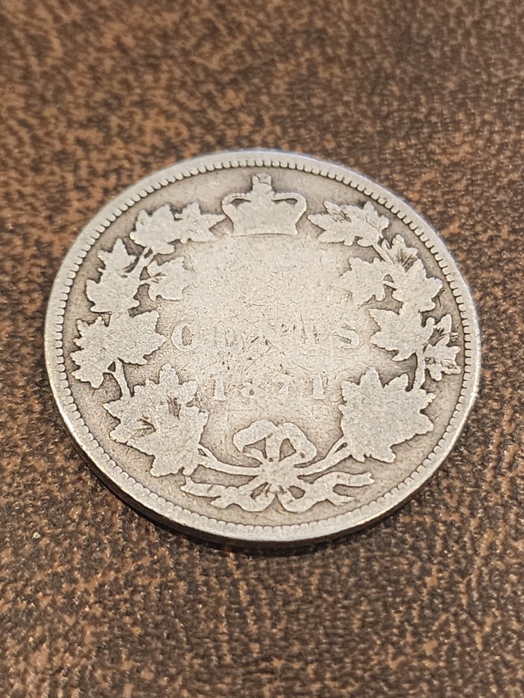 1871 Canadian 25 Cents Silver Coin