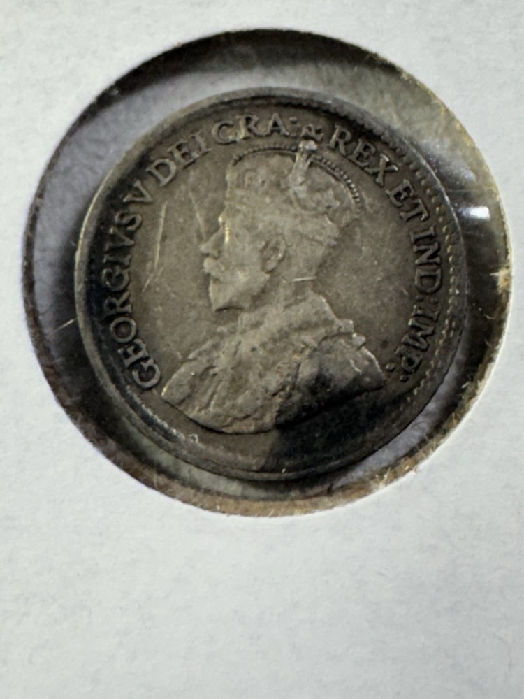 1920 Canada 5 Cents Silver Coin Cleaned