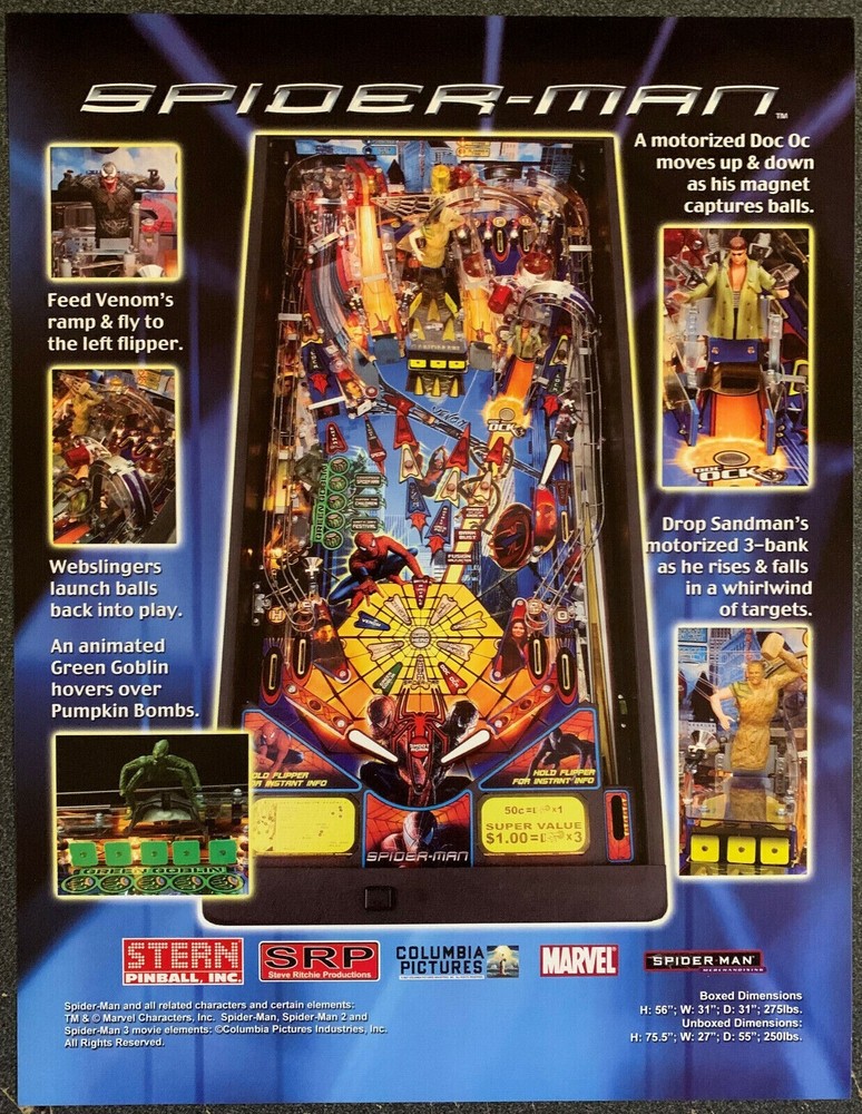 Spiderman Pinball Flyer Original Marvel 2008 NOS Venom Superhero Artwork