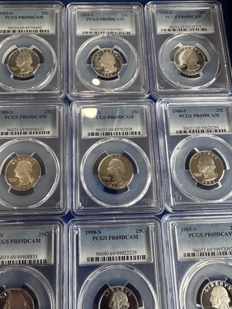 20- Graded Quarters From PCGS PR69DCAM 1776-1995