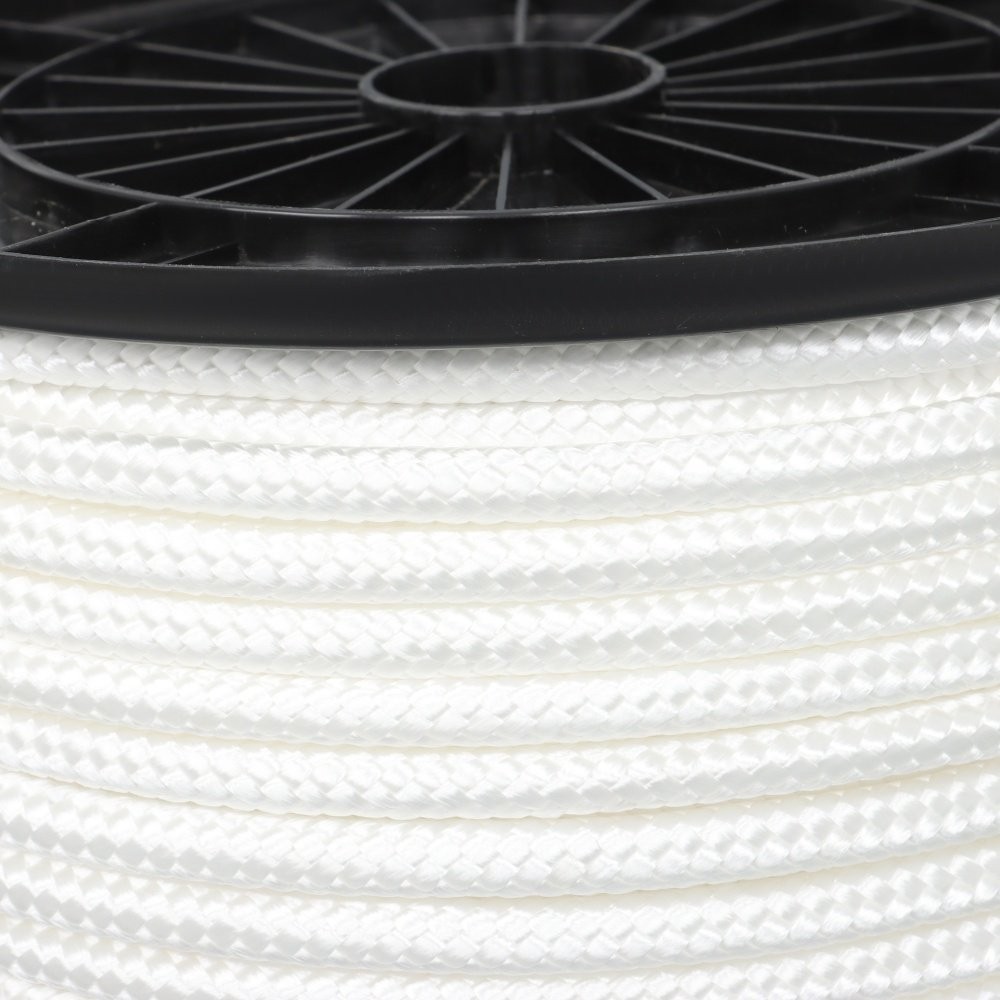 3/8 Inch 500ft White Nylon Solid Braid Rope Abrasion Resistance Low Stretch