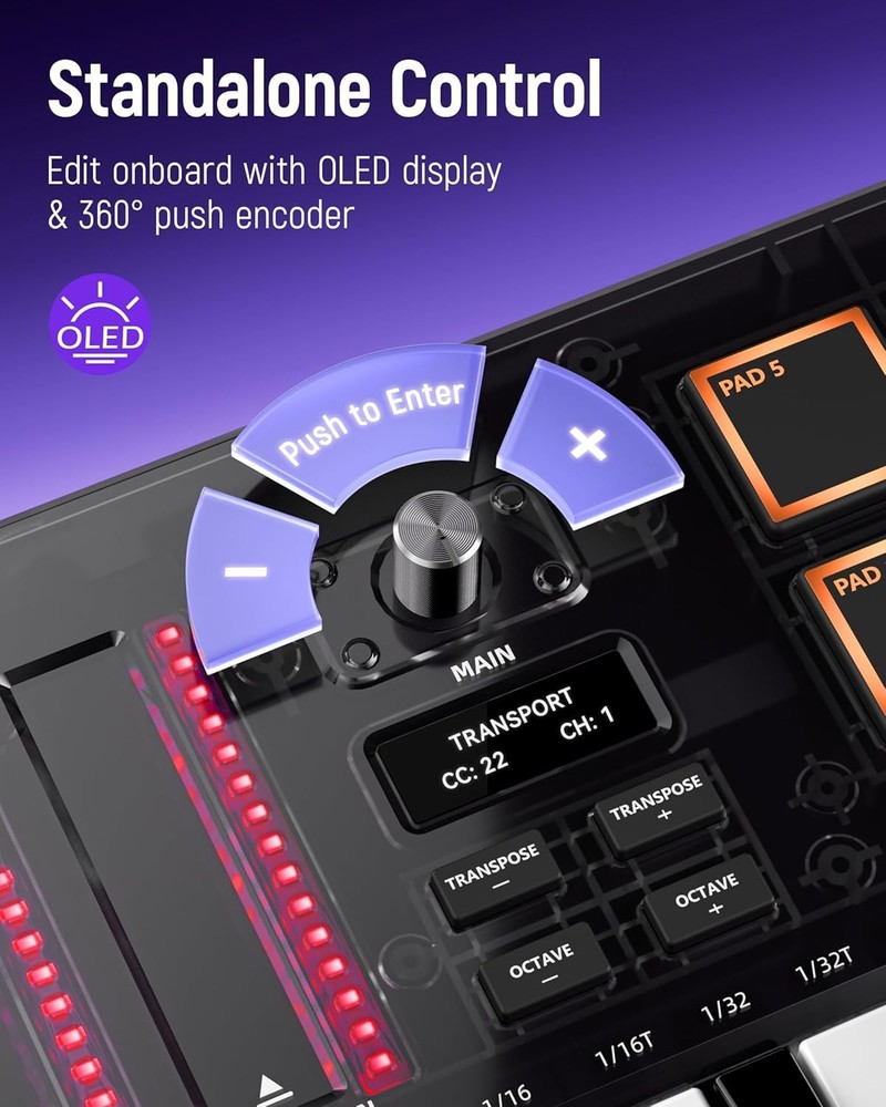 Synido 25 Key USB MIDI Keyboard Controller with 8 Drum Pads, Beat Maker Machine