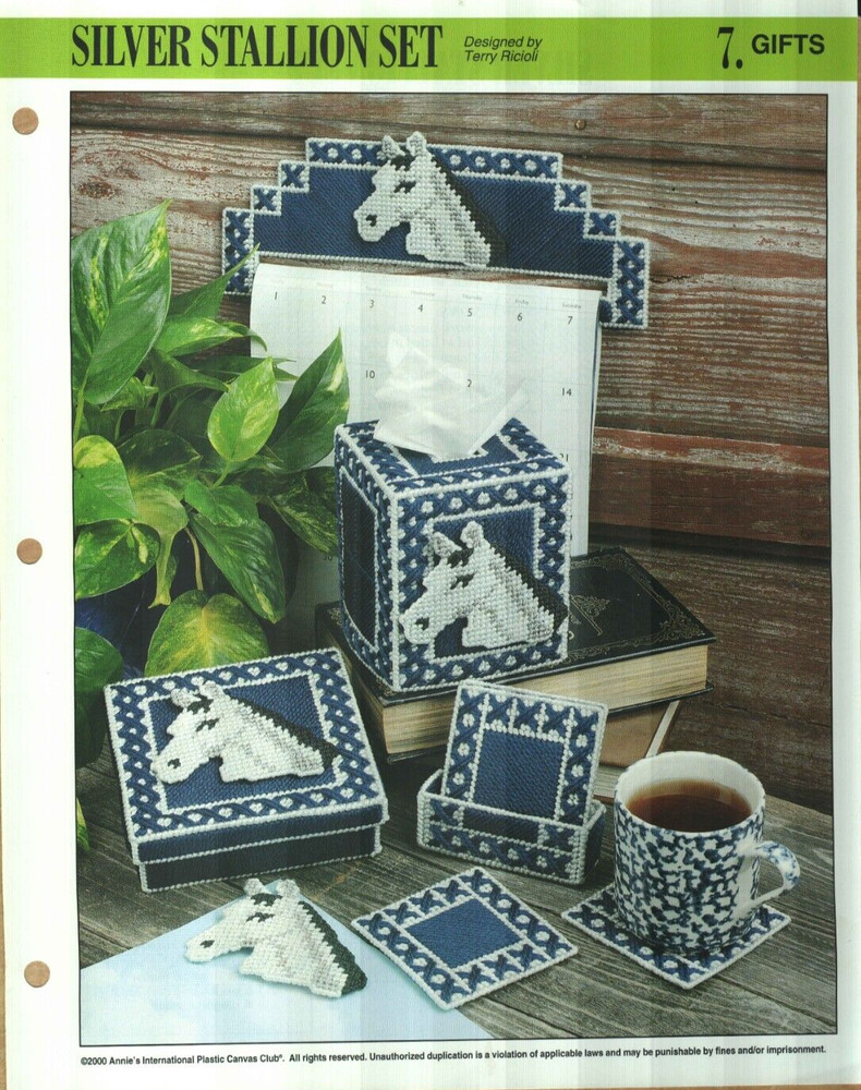 NEW SILVER STALLION SET HORSE ANNIE'S PLASTIC CANVAS PATTERN INSTRUCTIONS