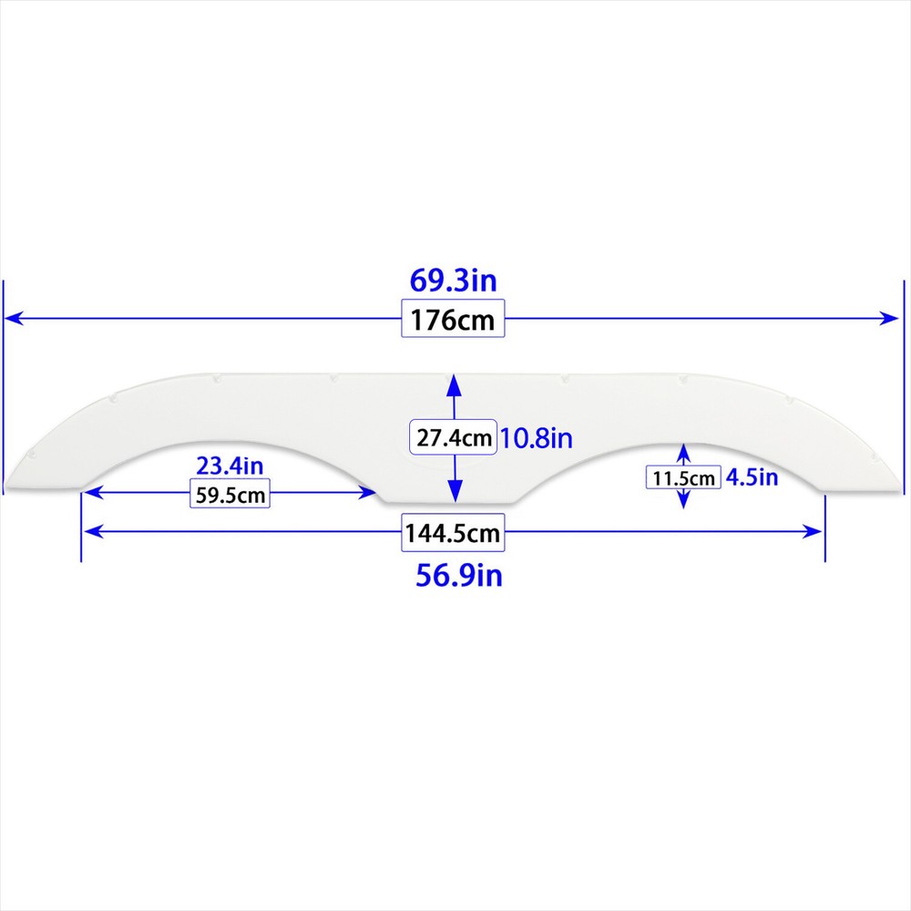Pair of Tandem Trailer Fender Skirt In White For RVs Campers And Trailers
