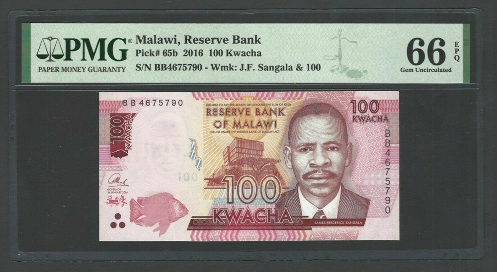 Malawi 100 Kwacha 2016 P65b Uncirculated Graded 66