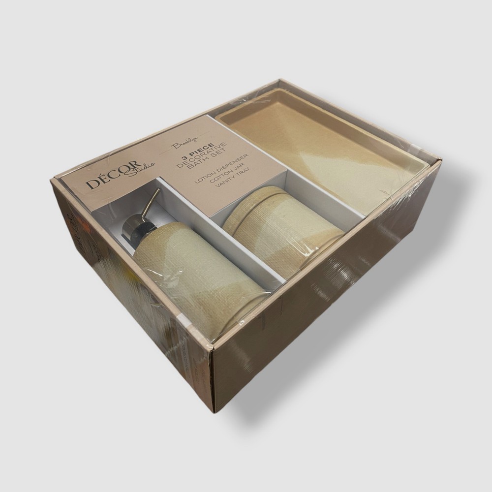 Decor Studio Brown Ceramic 3-Piece Bath Accessory Set