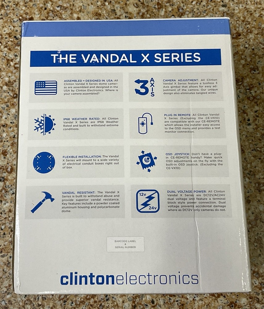 Clinton Electronics Vandal X Series CE-VXWB Wall Mount Bracket White