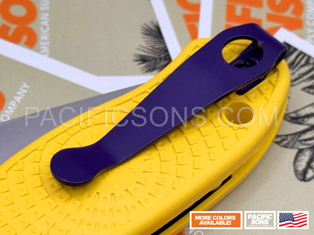 PURPLE - Titanium Deep Carry Conversion Clip For Spyderco Wire Clip Knives