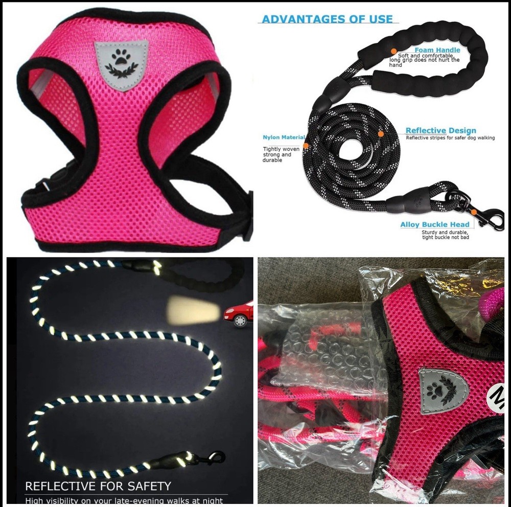 Medium Size Dog Harness Set No Pull Reflective breathable mesh vest And Leash
