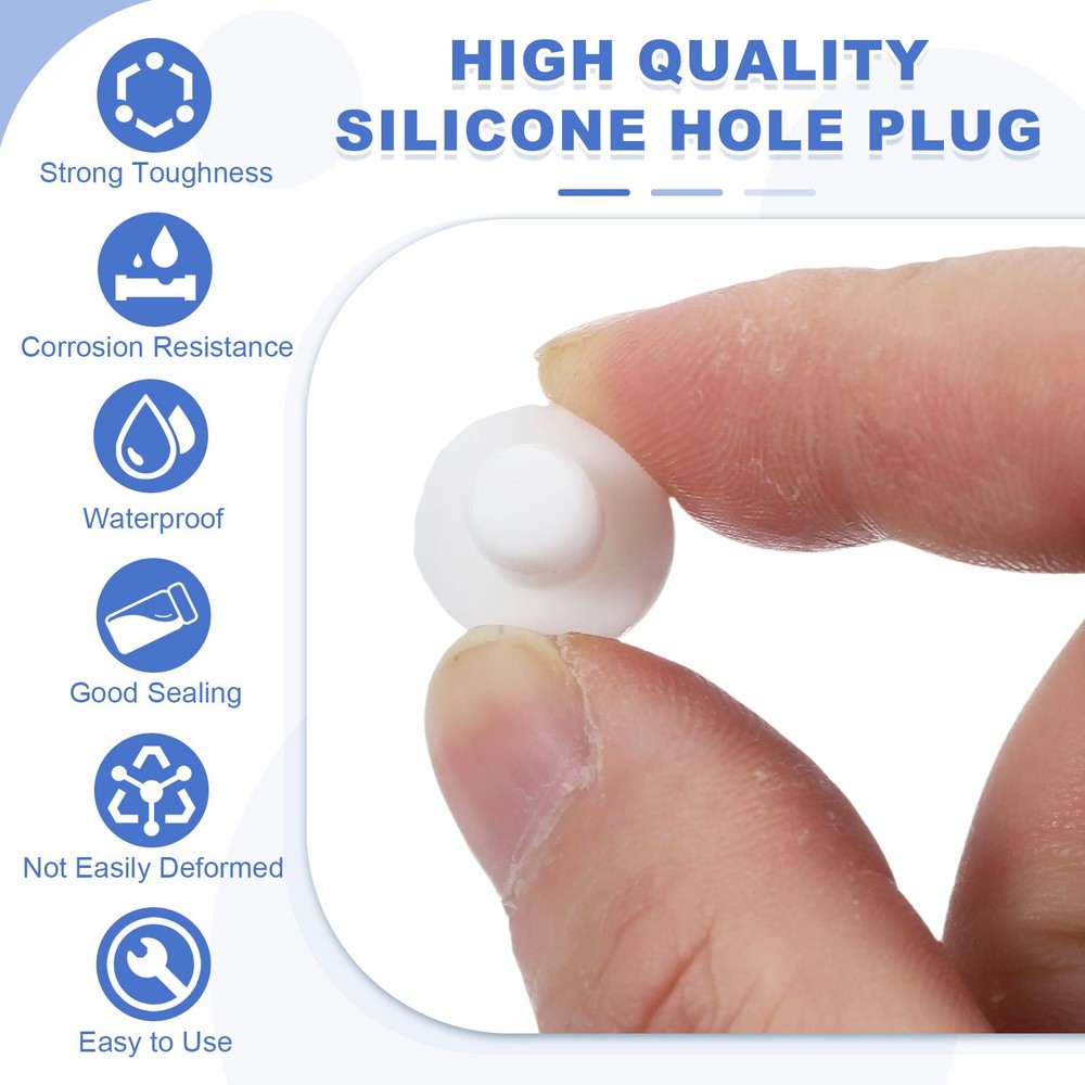 25 Pcs t Shaped Solid Silicone Stopper, Dia 7.5 Mm/0.3" Rubber Plugs, White