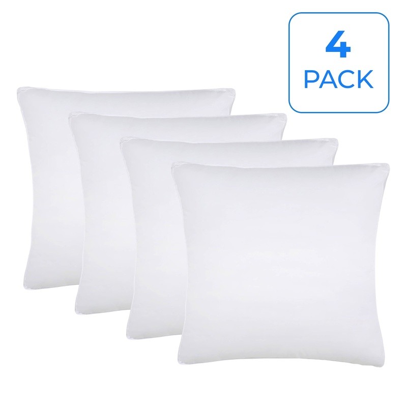 Solid Microfiber Medium Density Pillow Set of 4 Sleep Comfort Head Neck Support