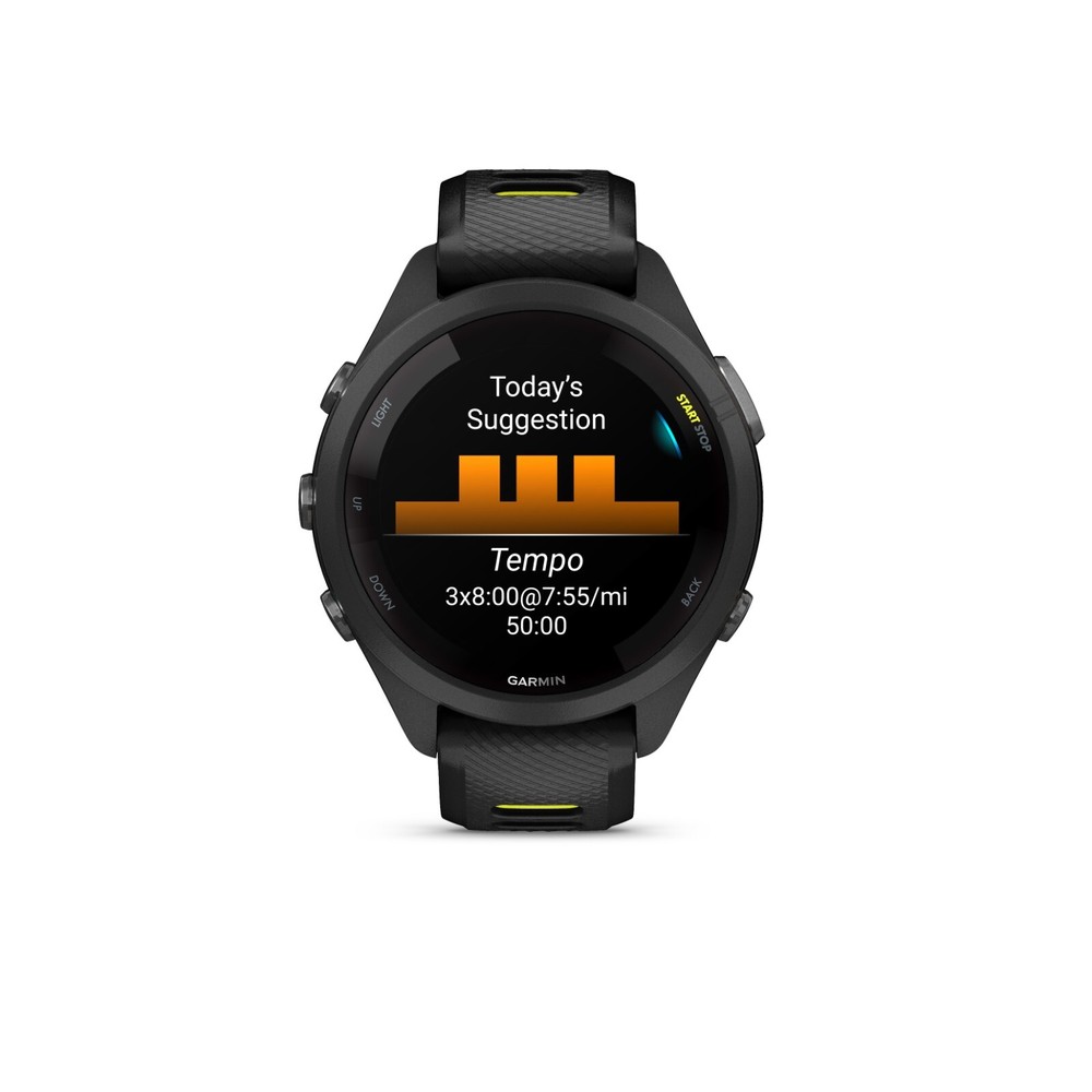 Garmin Forerunner 265S GPS Running Smartwatch AMOLED Display Black Amp Yellow