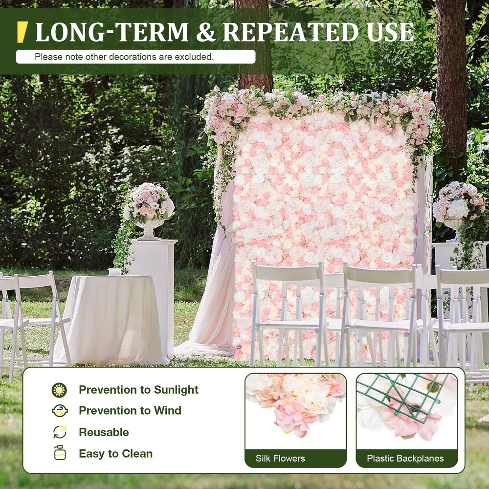 Flower Wall Panel Artificial Flower Wall Backdrop Flower Decoration 12 Pcs