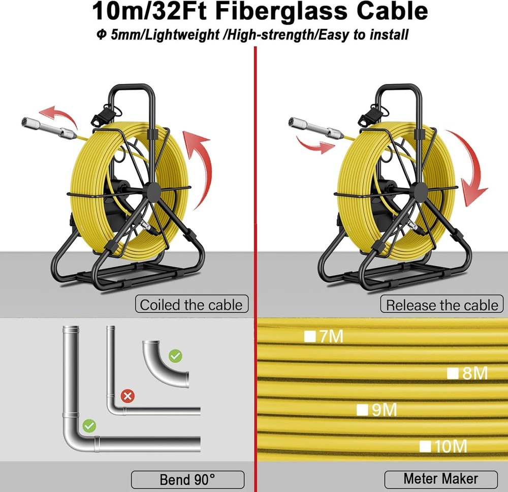 Sewer Camera 10m/32ft, 4.3" Pipe Drain Inspection Camera with DVR Function