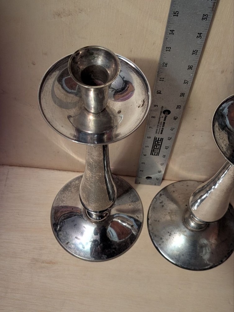 Impressive Massive Silver Plated HEAVY Candlestick Pair
