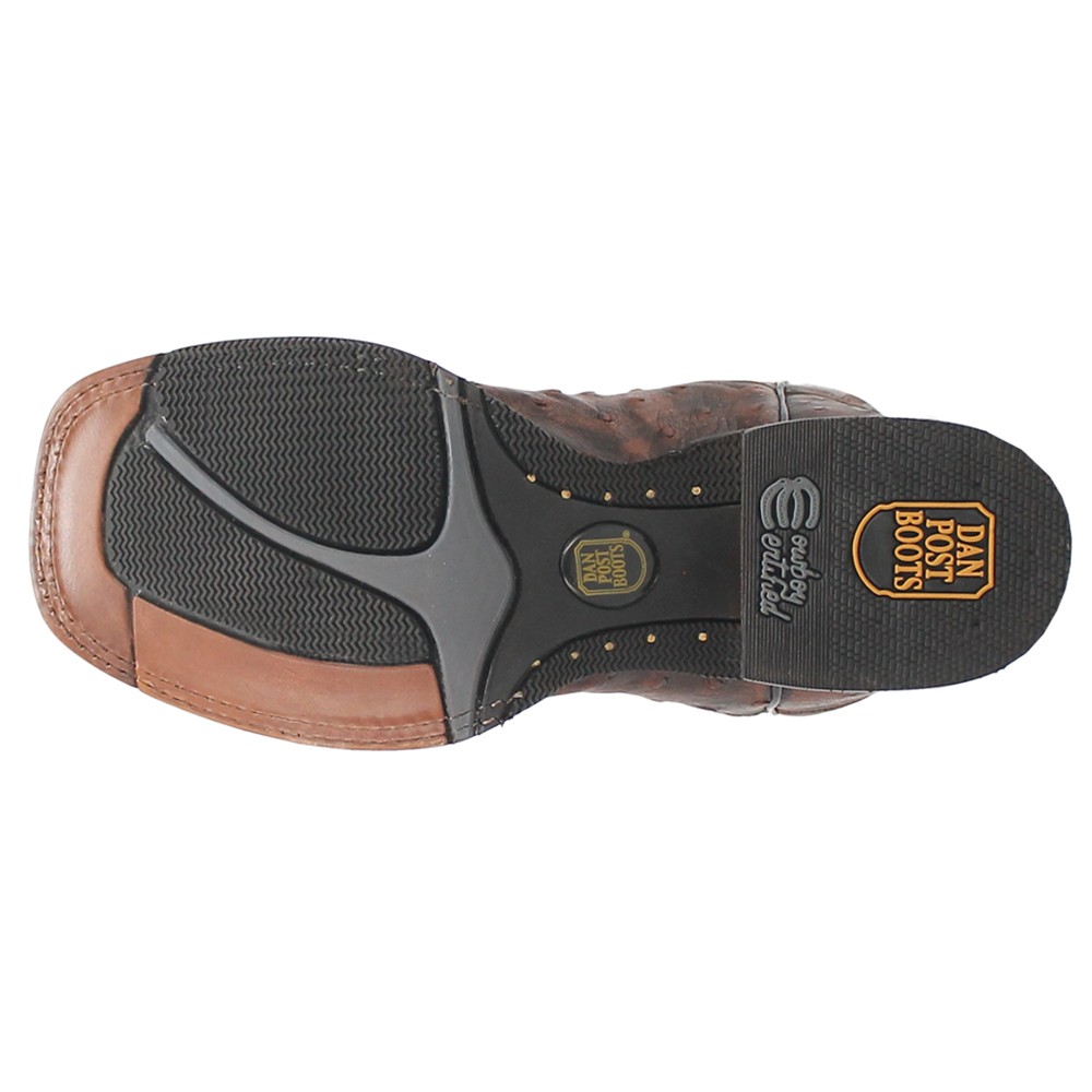 Dan Post Boots Dillinger Full Quill Ostrich Embroidered Square Toe Pull On Cowbo
