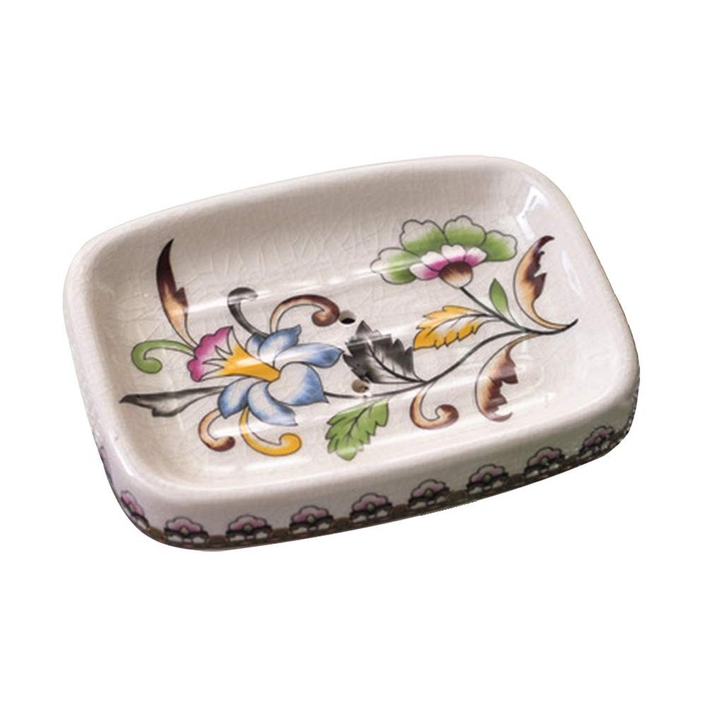 Ceramic Soap Dish Creative Ice Crack Ceramic Clorful Flower Pattern Soap Dish...