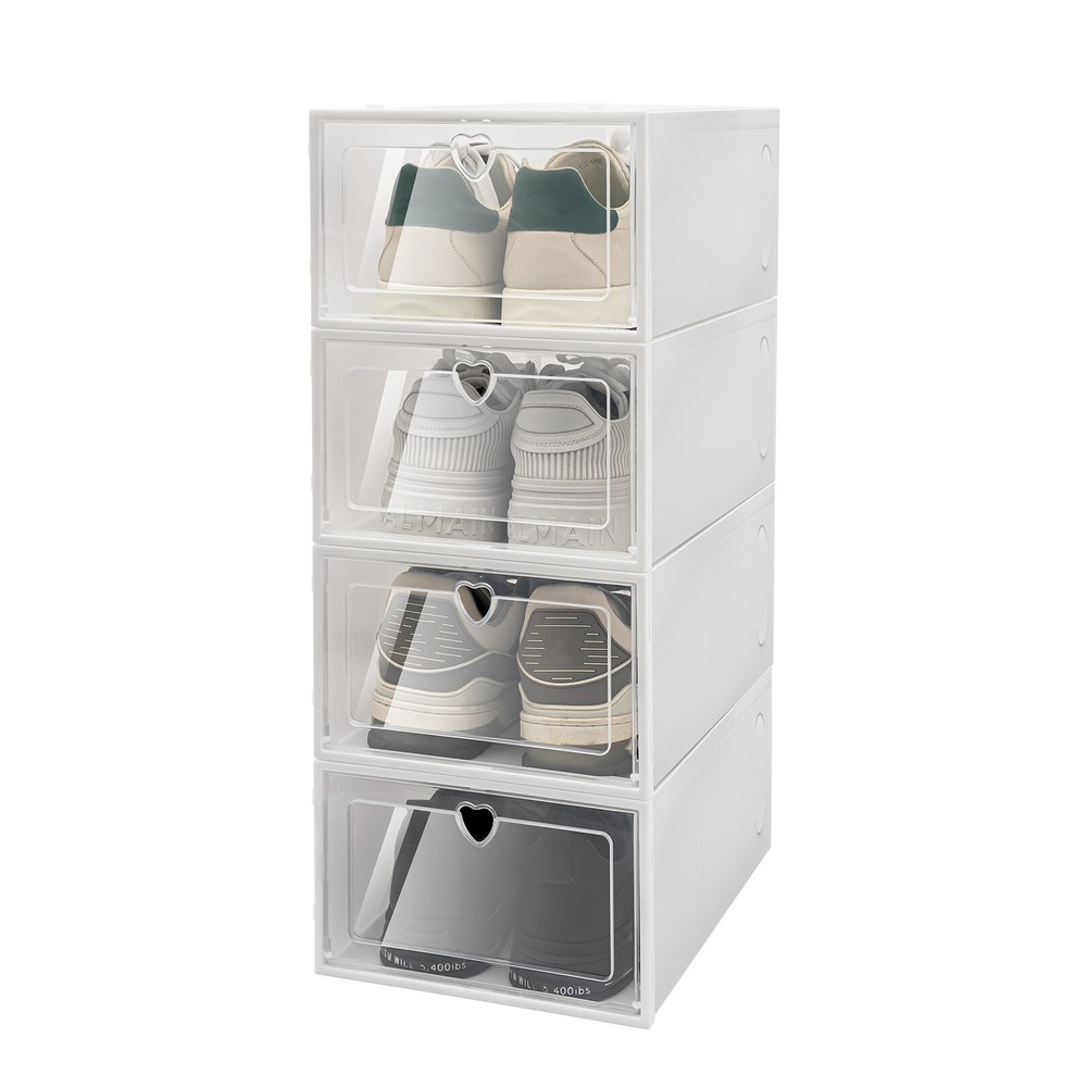20pcs Shoe Storage Box Organizer, Transparent Plastic Stackable' Shoe Container