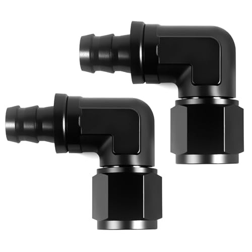 Push Lock Hose Fitting End Aluminum Black 2PCS 10AN 90 Degree Normal