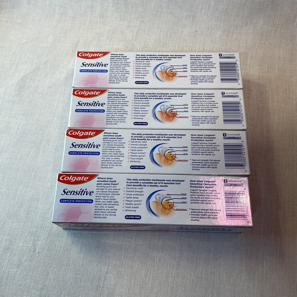 4 pack Colgate Sensitive CompleteProtection Whitening Toothpaste Mint Fluoride