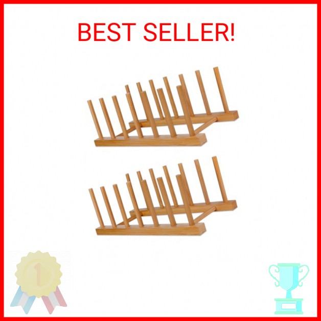SAMEBUTECO Bamboo Wooden Dish Racks Plate Stand Holder Vertical Drainer Kitchen