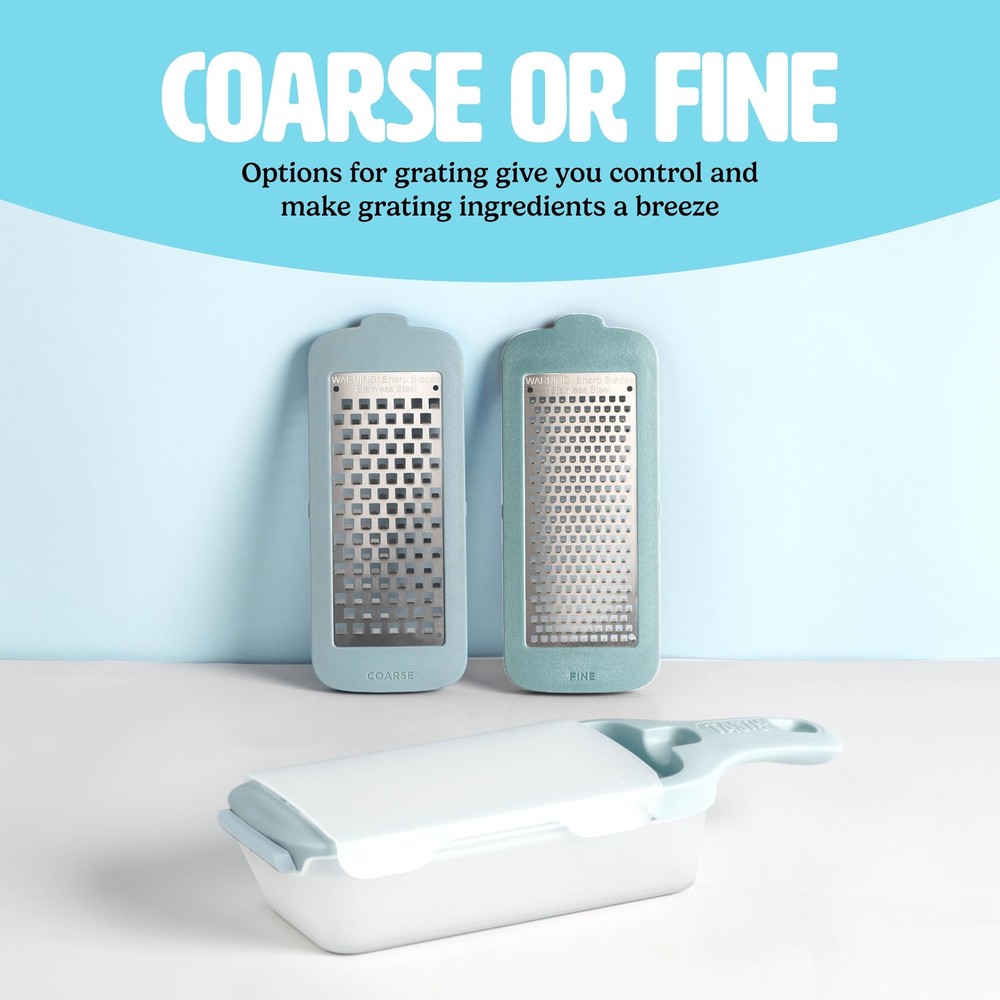Interchangeable Grater with Storage Box, Includes Coarse & Fine Stainless Ste...