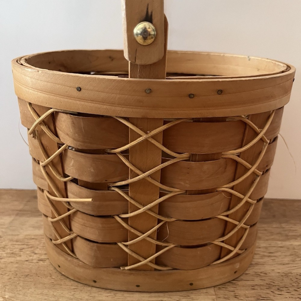 Vintage Oval Woven Basket With Handle