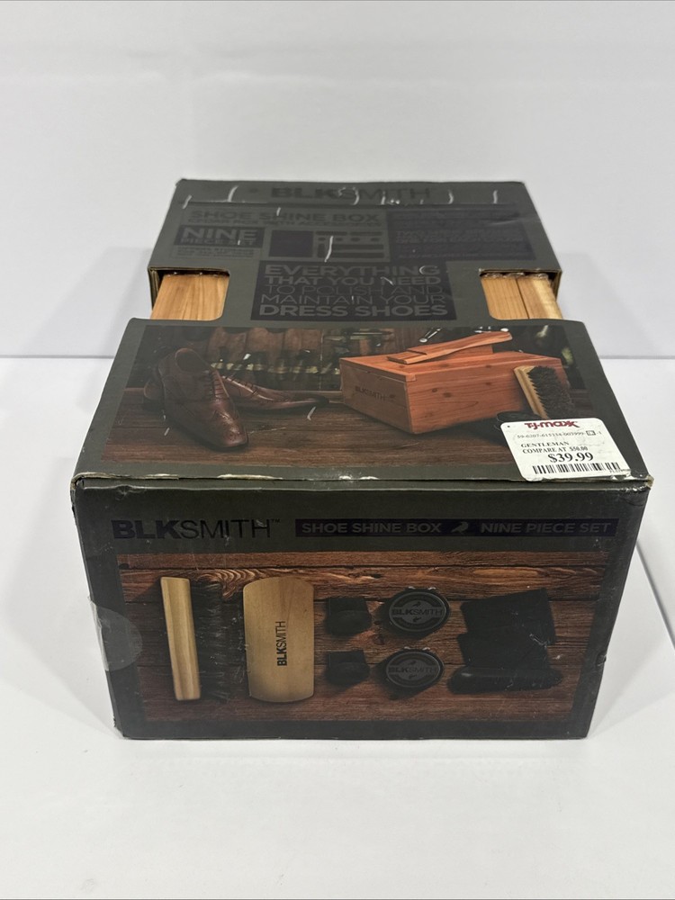 BLKSMITH SHOE SHINE BOX CEDAR BOX WITH ACCESSORIES