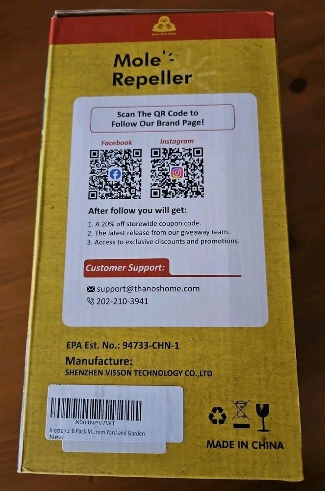 Solar Powered 8 Pack Mole Repellent. NIB