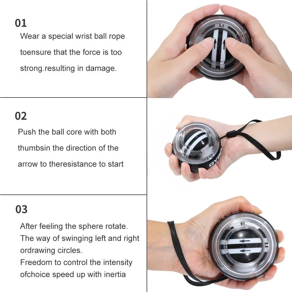 Self-Starting Gyro Ball Wrist & Forearm Strength Trainer Hand Grip Exerciser