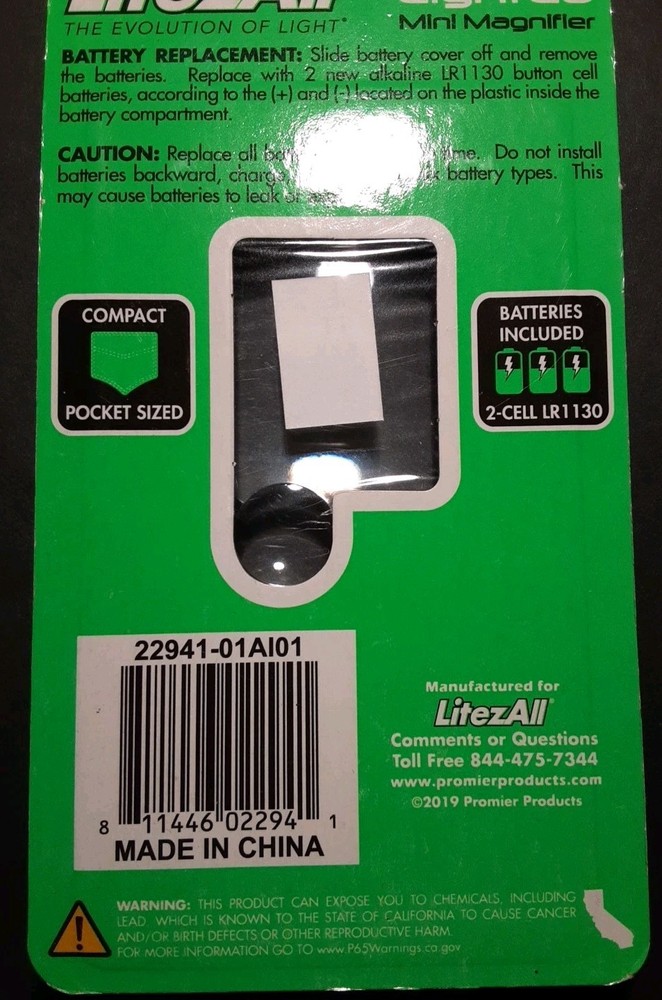 LitezaALL COB LED Lighted Mini Magnifier New In Original Packaging