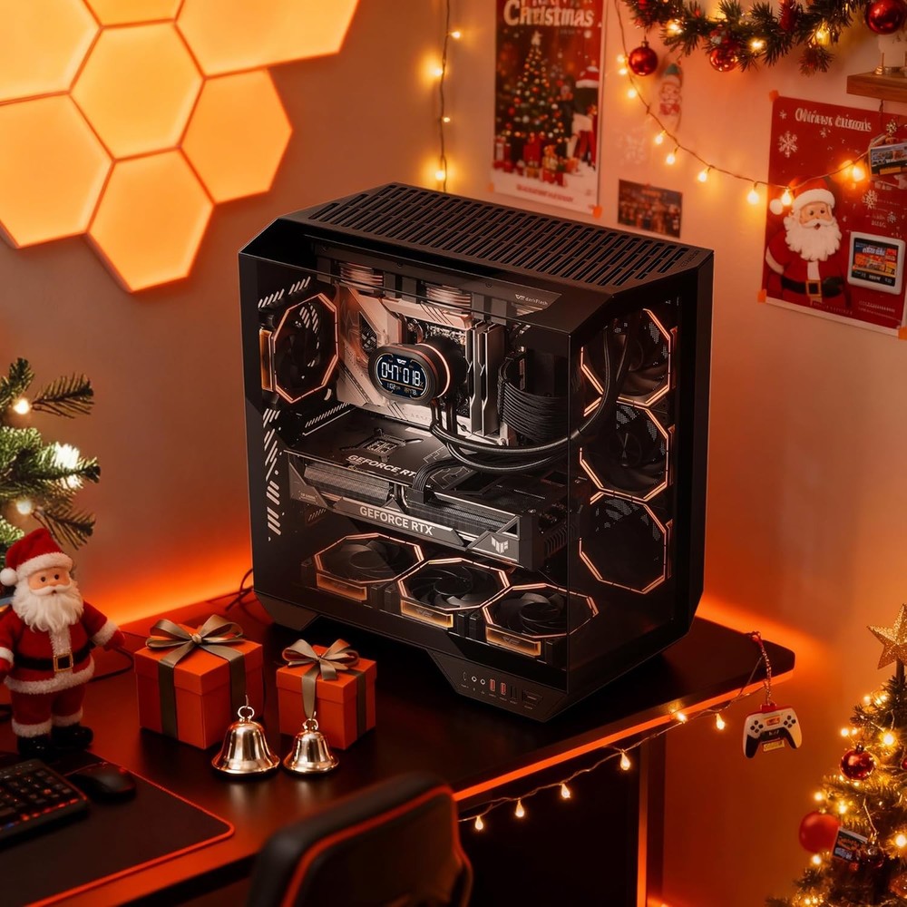 darkFlash Full Tower Case DY470 Back Plug Motherboard Vertical GPU