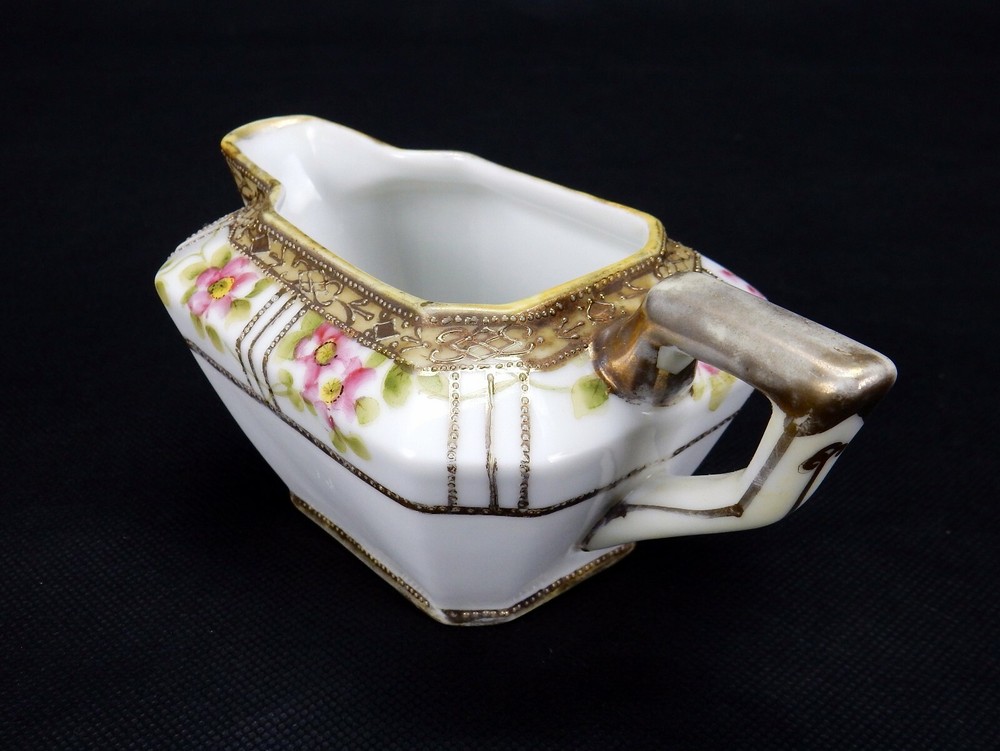 Nippon Creamer & Sugar Bowl, Hand Painted Nippon Rectangular Creamer & Sugar