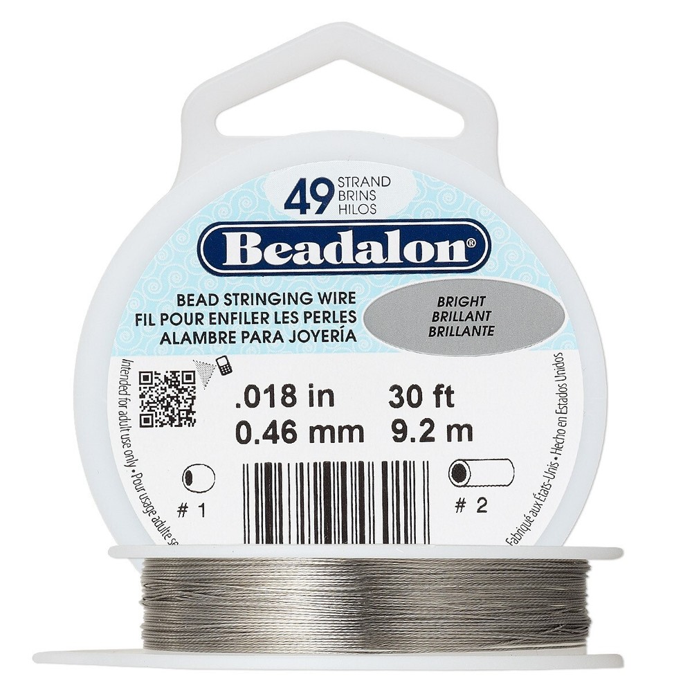 30 Foot Spool Beadalon BRIGHT 49 Strand 0.018" Diameter Bead Stringing WIRE