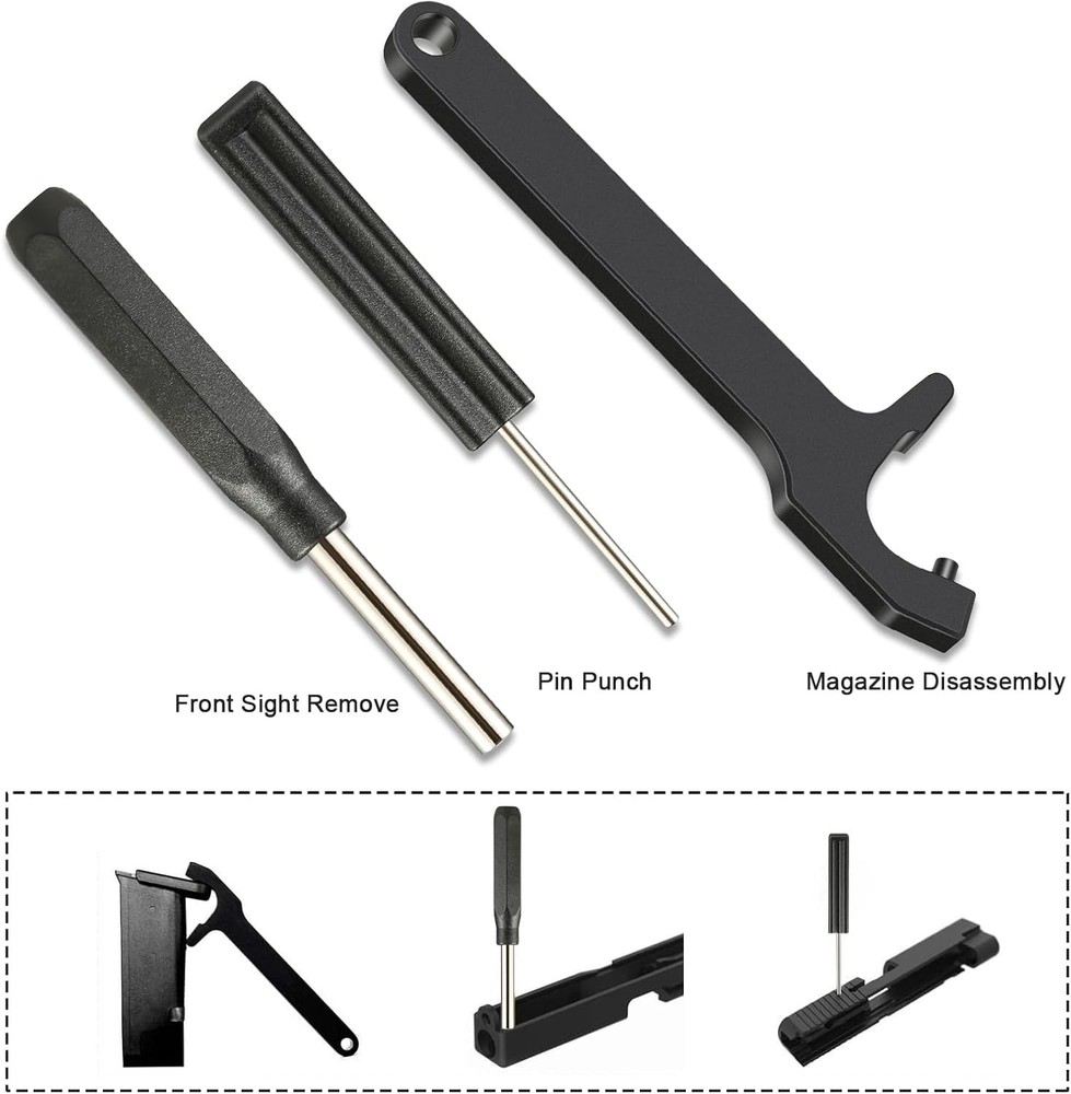Tool Kit for Glock with Front Sight Remove,Magazine Disassembly, Pin Punch Tools