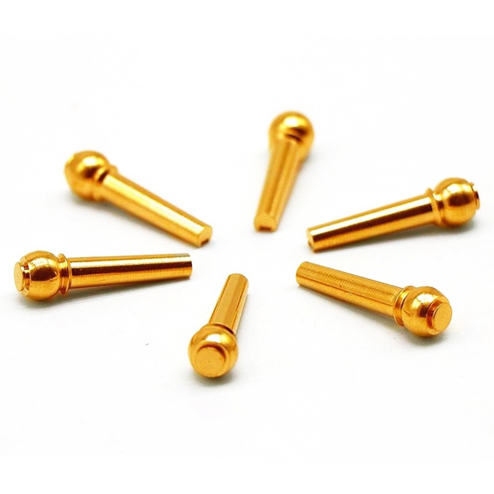 6 Pack Guitar Strings Fixed Brass Pins Bridge Replacement Parts For Folk Guitar
