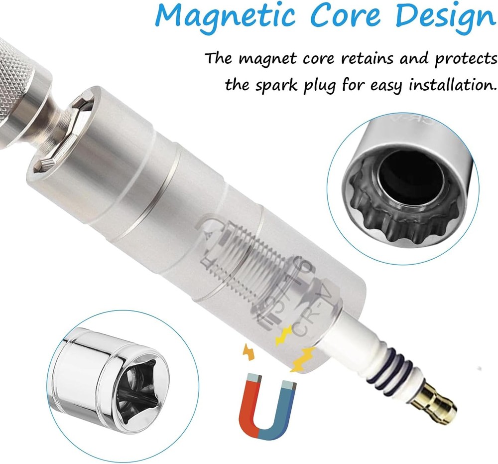 13/16" Spark Plug Socket Set,Thin Walled Magnetic Spark Plug Socket,Car Accessor