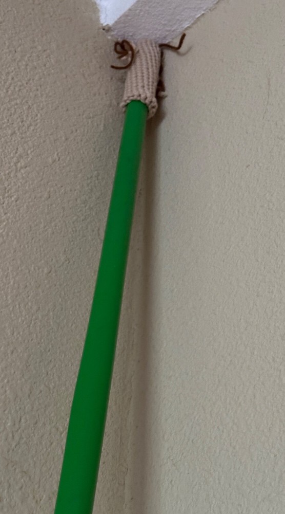 Eco Friendly Handmade Crocheted Broom Handle Cobweb Duster Light Brown