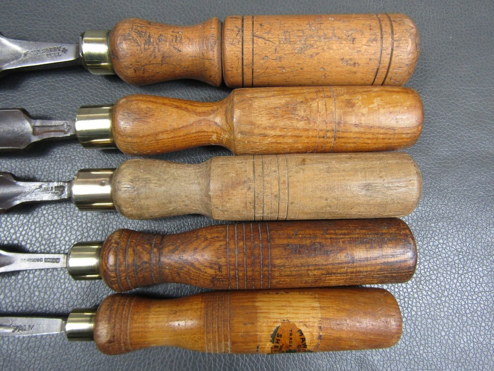 Graduated set of out cannel gouges vintage old tools by Marples Sorby Etc