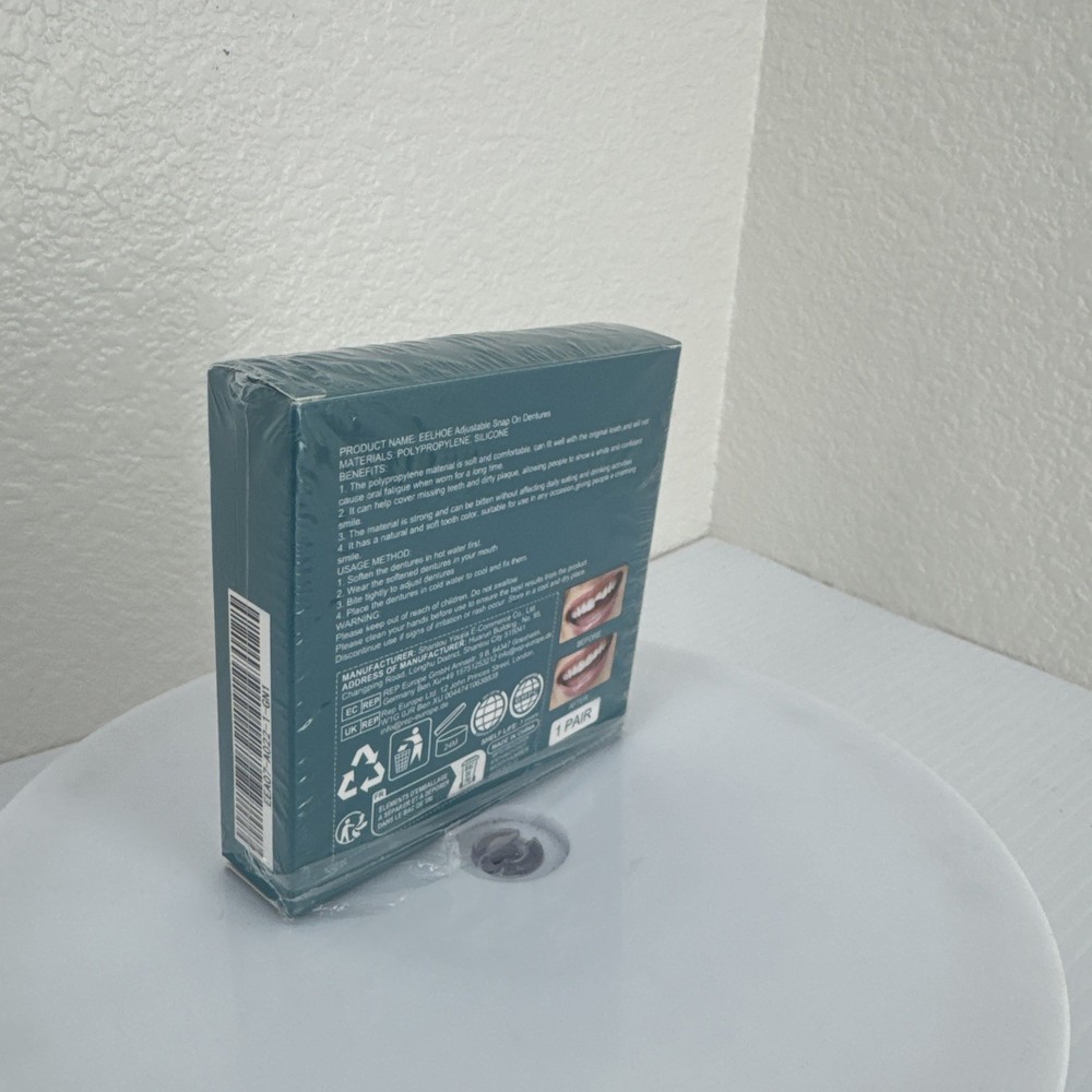 Temporary Teeth Perfect Cover Adjustable Snap On Teeth Dentures Set Open Box