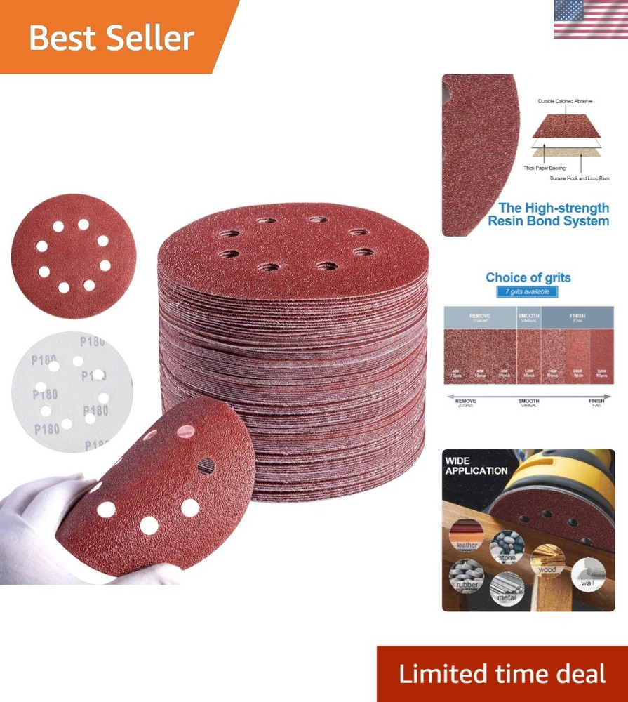 5 Inch Sanding Discs Set with 40-320 Grit - 72 Count for All Projects