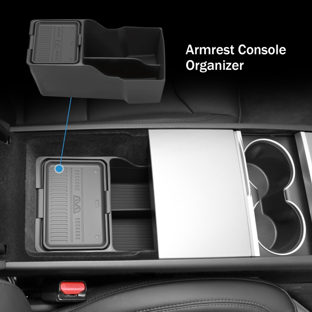 Tesla Model Y Center Console Organizer Tray DualLayer Armrest Storage Insert
