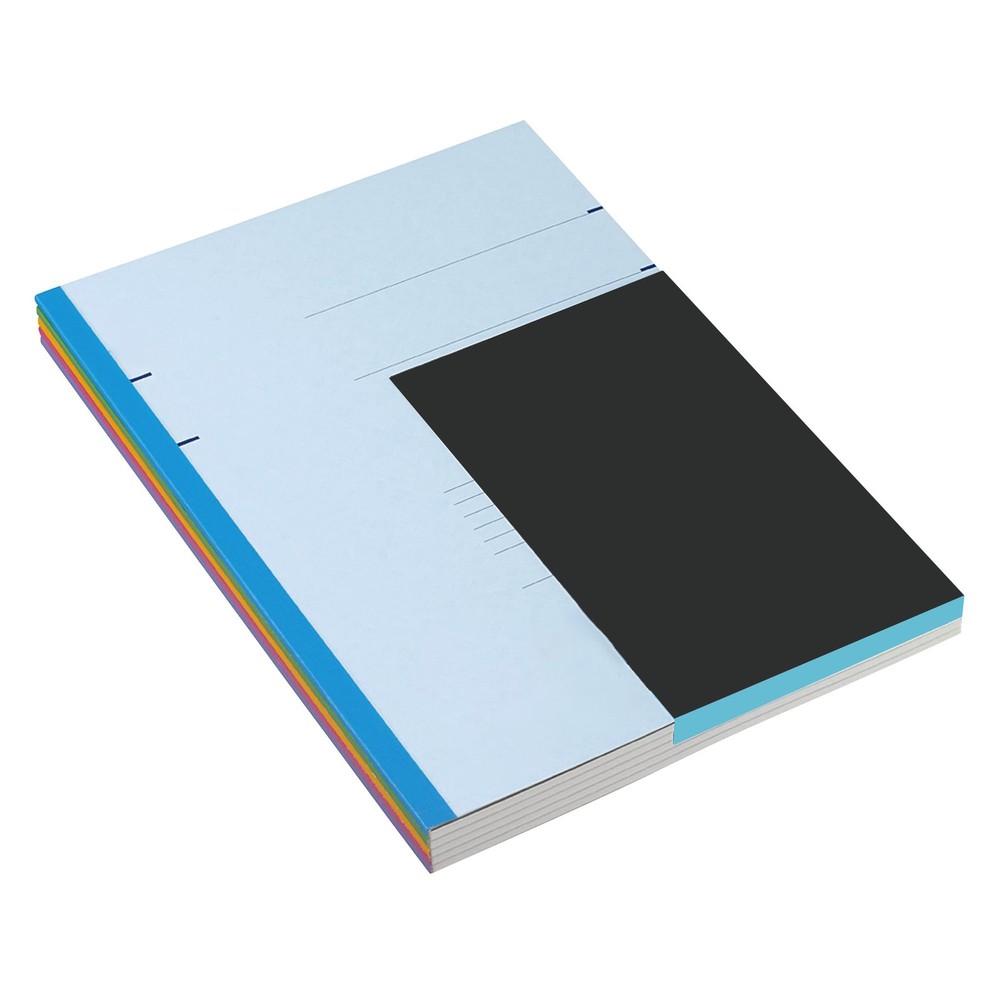 B5 Ruled Notebook Set, 5 Pack, 30 Sheets, 6mm Lines, Work Journal, Multicolor
