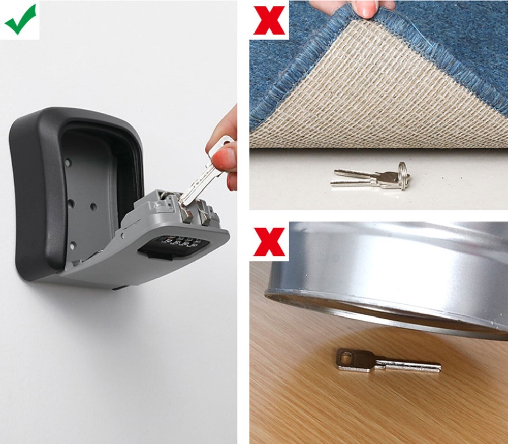 4 Digit Combination Key Lock Box Wall Mount Safe Security Storage Case Organizer