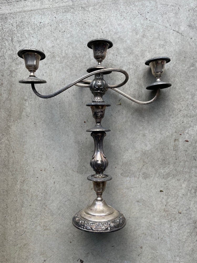 Antique Sheridan Silver Two Candlestick Candelabras