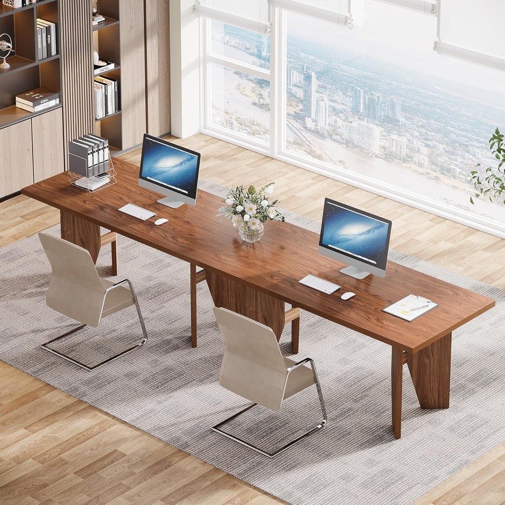 5.3ft Conference Table for 4-6 People, Rectangular Wooden Office Meeting Table