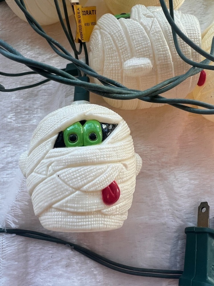 Vintage Mummies Light String Halloween Decor MCM Mummy Working Cute