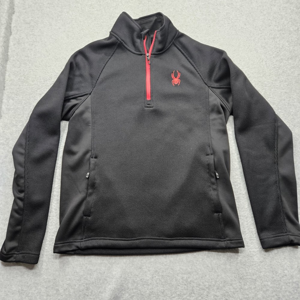 Spyder Men's Medium Black 1/4 zip Athletic Jacket with pockets