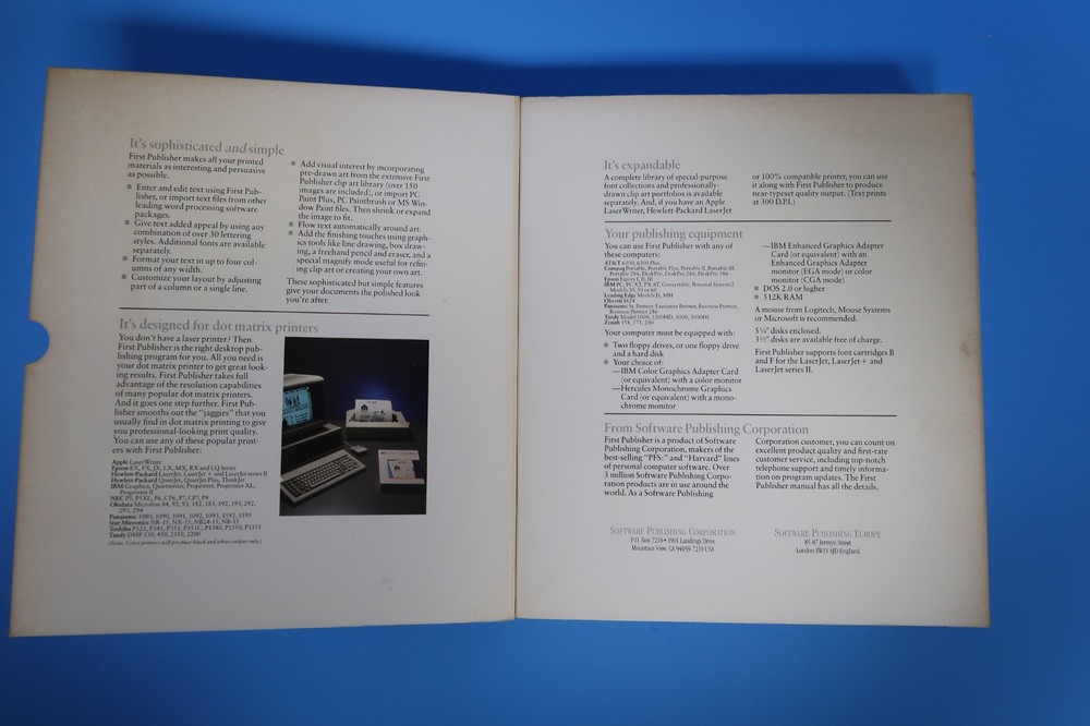 First Publish IBM Desktop Publishing Computer Program Software 5.25" Floppy Disc