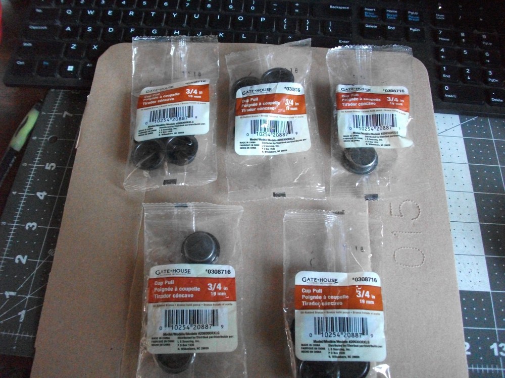 GATE HOUSE Sash Cup Pull #0308716 NOS 5packages Black-4 each pack 3/4"